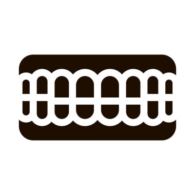 Takma Diş Stomatolojisi Vektör İmza Simgesi. Stomatoloji Dişçi Ekipman ve Aygıt Piktogramı. Tıbbi Tedavi Terapisi Diş Hekimliği Tek Renkli Çizim