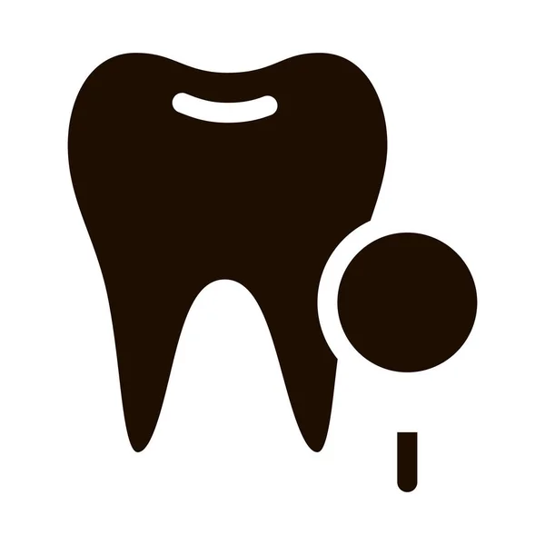 Zahnarzt Stomatologie Zahn Survay Vector Sign Icon Lupe Und Gesunde — Stockvektor