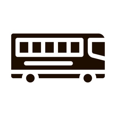 Şehirlerarası Toplu Taşımacılık Otobüs Vektörü İmza Simgesi. Uzun mesafe şehirlerarası otobüs, Urban Yolcu Taşımacılığı Pictogram. Şehir Ulaşım Hizmeti İçerik Tek Renkli Çizim