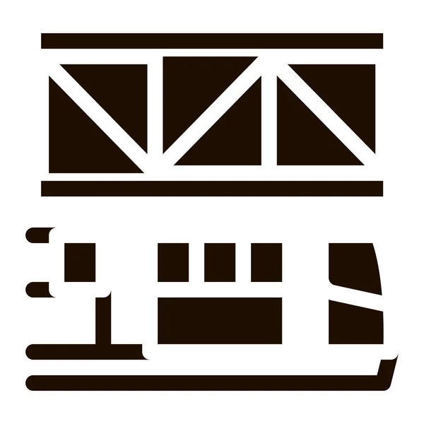 Public Transport Suspention Railway glyph icon Sign. Suspention Railway Train Urban Passenger Transport Pictogram. City Transportation Passage Service Contour Monochrome Illustration — Stock Illustration Public Transport Suspention Railway Glyph Icon Sign Suspention Railway Train Stock Vector