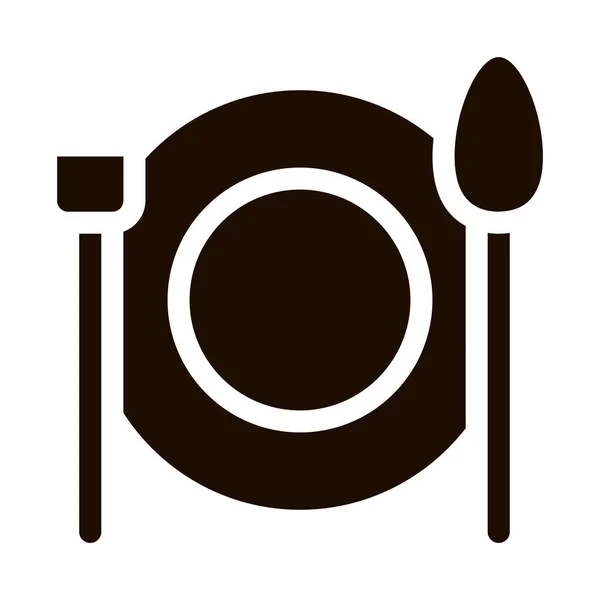 Піктограма Вилки Ложки Векторний Знак Тарілка Плоским Посудом Ресторан Марк — стоковий вектор