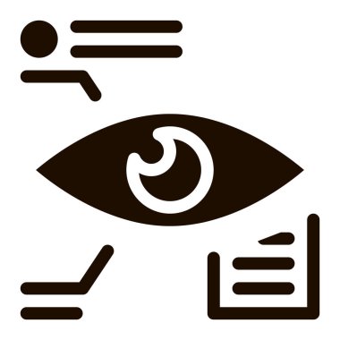 Göz Biyometrik Veri ve Bilgi Simgesi İşareti. Yapay Zeka Biyometrik Kişisel Özellikler Piktogramı. Teknoloji Desteği, Cyborg, Mikroçip Katılımı İllüstrasyonu