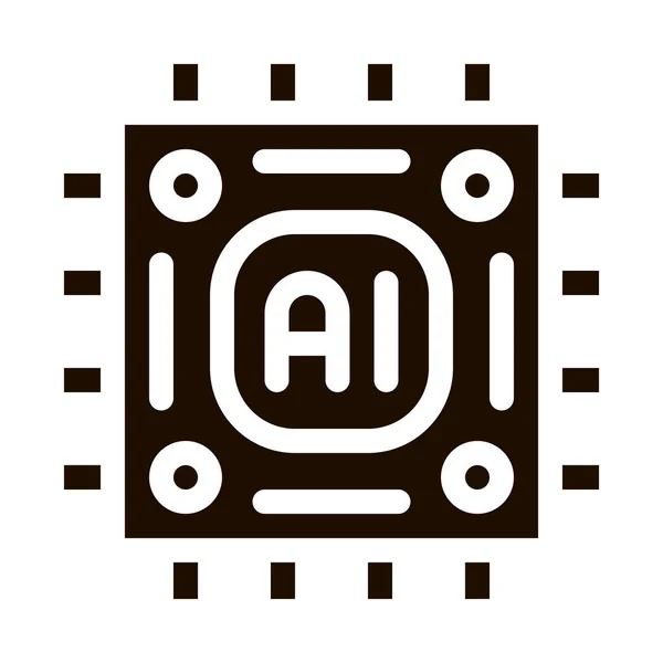 Inteligencia Artificial Microchip Vector Sign Icon Pictograma Del Procesador Principal — Vector de stock