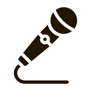 Şarkı söyleyen sembol için modern Radyo Mikrofon Aygıtı. Mikrofon ve Kulaklıklar, Konser ve Tiyatro, Opera ve Karaoke Pictogram. Siyah ve Beyaz Birleşme İllüstrasyonu