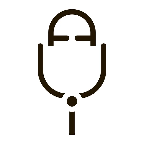 Vintage Retro Microphone Device Singing Glyph Icon 마이크와 헤드폰 콘서트앤 — 스톡 벡터