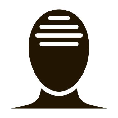 Servicojenik Baş Ağrısı İnsan Baş Ağrısı sembolü. Tansiyon, küme, migren ve stres belirtileri. İnsan Sağlığı Tek Renkli Çizim