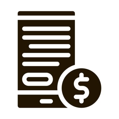 Akıllı Telefon Ekran Sembolü ikonu Mali Muhasebe. Mobil Görüntü ve Büyüteç 'te Dolar Parası, Finansal Piktogram. Ticaret Tek Renkli Çizim