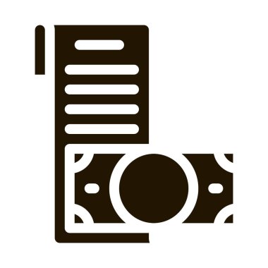 Fatura Kontrol Listesi ve Para Doları sembolü. Akıllı Telefon Görünümü ve Büyüteci Para İşareti, Web Sitesi Finansal Pictogram. Monokrom İllüstrasyonu