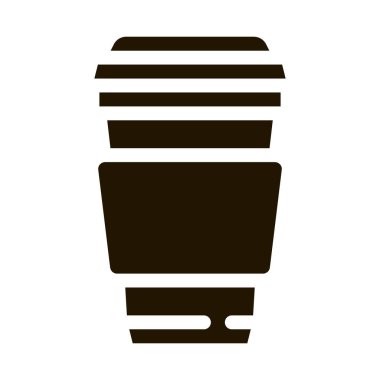 Kahve fincanı ambalajlı ambalaj sembolü. Karton Açık ve Kapalı Paket Piktogramı. Paket, Kutu Taşımacılık Ekipmanı Siyah ve Beyaz Çizim