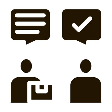 Gönderen ve Postacı Taşımacılık Şirketi Simge Vektörü 'nün görüşmesi. Contour Illustration