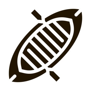 Şişirilebilir Tekne Kanosu Simge Vektörü. Contour Illustration