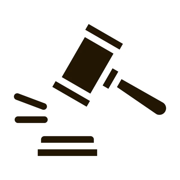 Gerechtshof Gavel Law Oordeel Icon Vector Contour Illustratie — Stockvector