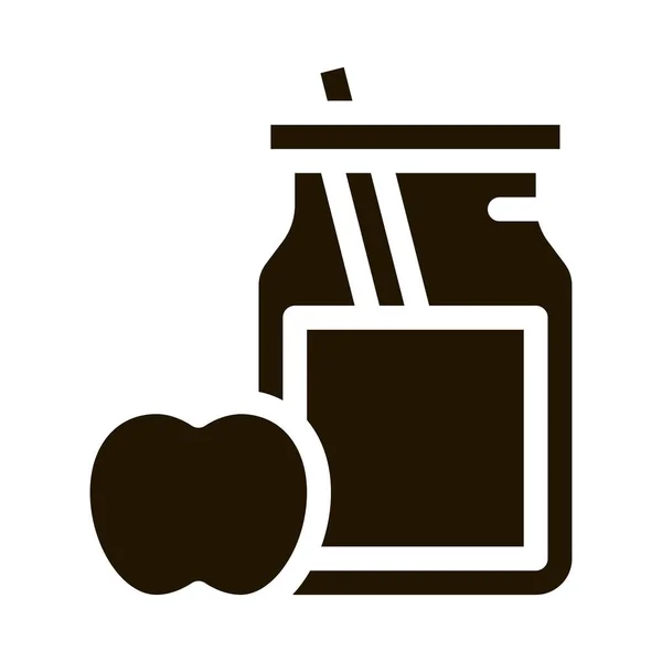 Glas Mit Gesundem Getränk Und Apple Biohacking Icon Vector Konturenillustration — Stockvektor