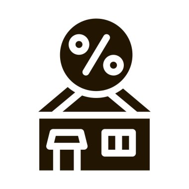 Faest Credit glyph ikon vektöründen ödünç alınmış ev. Faiz Kredi Tabelasından Ev Ödünç Alındı. izole edilmiş sembol çizimi