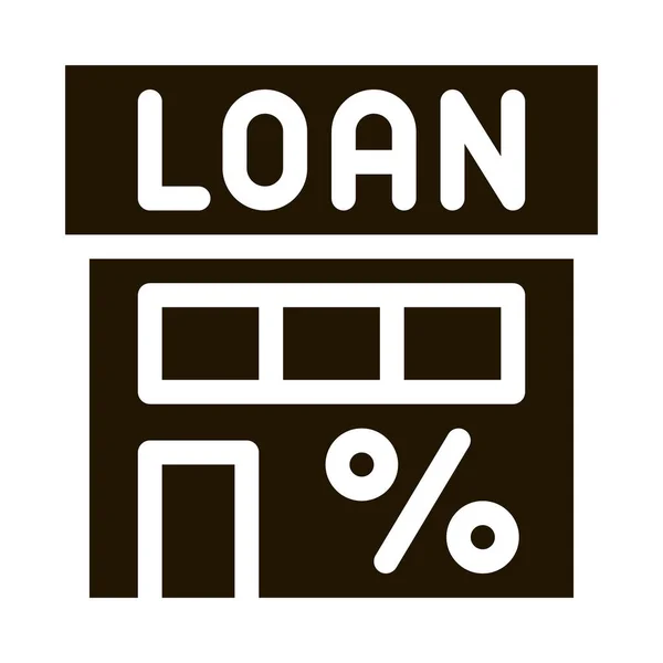 Loan Percent Building Glyph Icon Vector Loan Percent Building Sign — Stock Vector