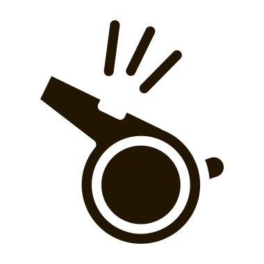 Spor müsabakası simge simgesi vektörü için ıslık çal. Spor müsabakası tabelası için ıslık. izole edilmiş sembol çizimi