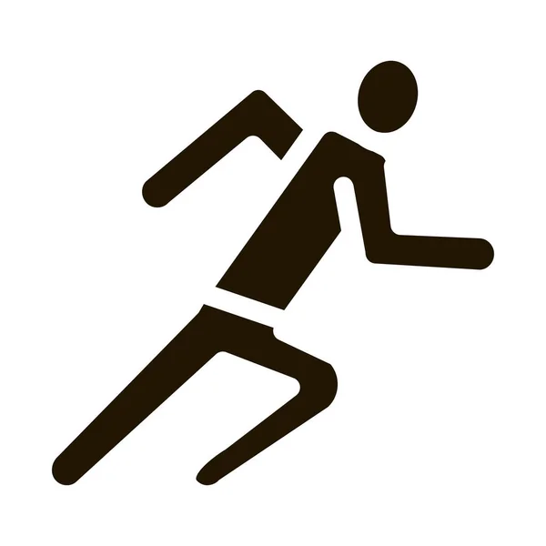 Biegacz Atleta Akcji Wektor Glifu Runner Sportowiec Akcji Znak Odosobniony — Wektor stockowy