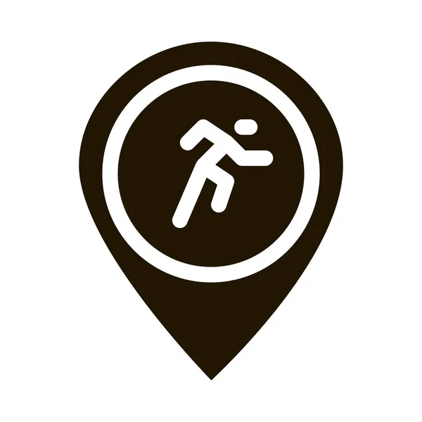 Runner Athlete Geolocation Glyph Icon Vector 달리기 상징적 — 스톡 벡터