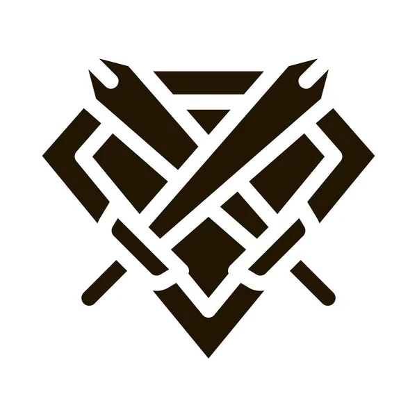 Defender Glyph 아이콘 벡터의 엠블렘 기호의 표기는 기호의 표기이다 상징적 — 스톡 벡터