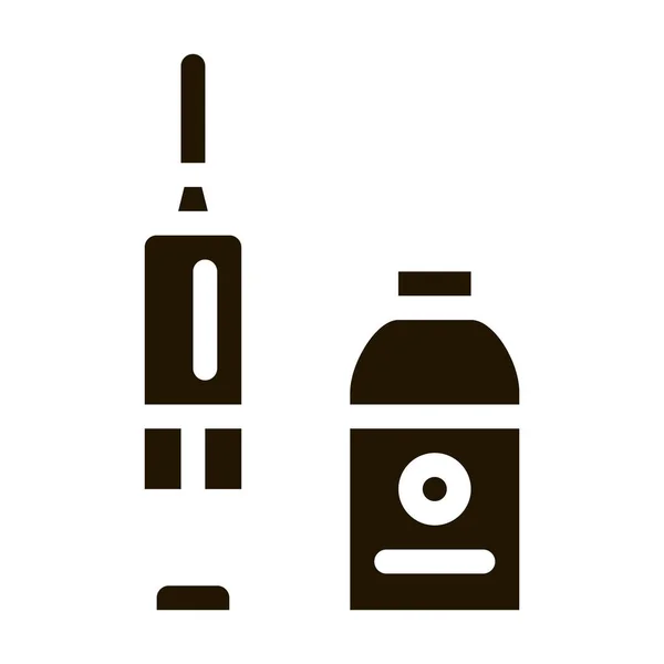 Siringa Medicina Beaker Glyph Icon Vector Siringa Medicina Beaker Segno — Vettoriale Stock