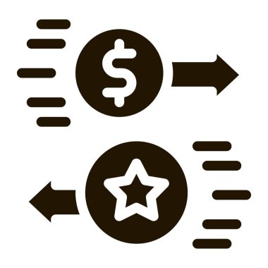 Para sembolü vektörü için ikramiyeleri takas et. Para tabelasına karşılık ikramiye değişimi. izole edilmiş sembol çizimi