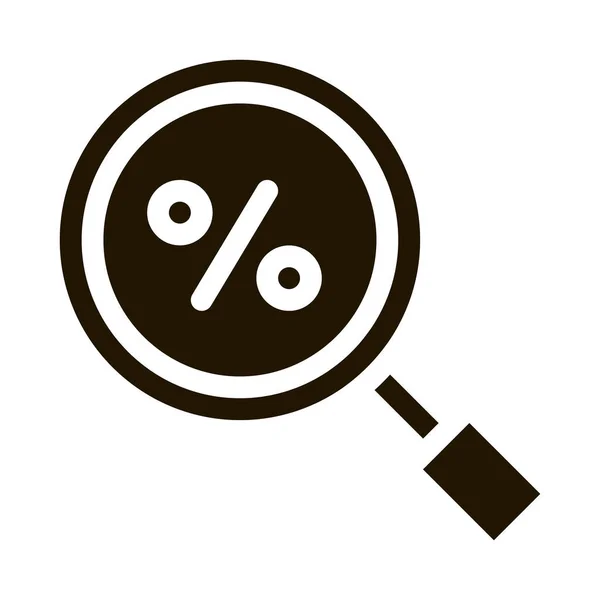 Percentagem Pesquisa Sinais Vetor Ícone Glifo Percentagem Sinal Busca Ilustração — Vetor de Stock