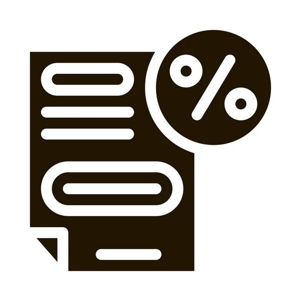 Bonus Percentage Document Glyph Icon Vektor Bonus Percent Document Sign — Stockvektor