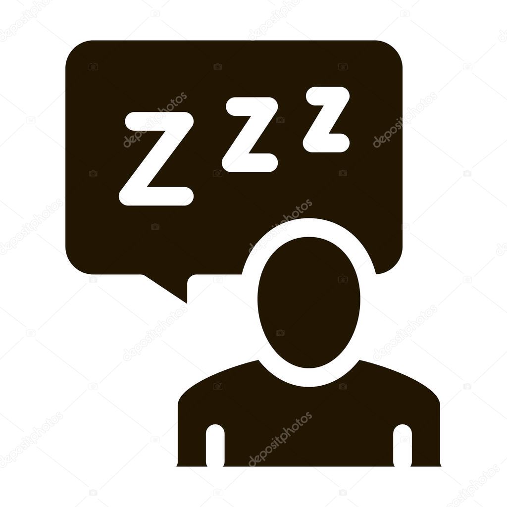 Human Zzz In Quote Frame glyph icon vector. Human Zzz In Quote Frame Sign. isolated symbol illustration