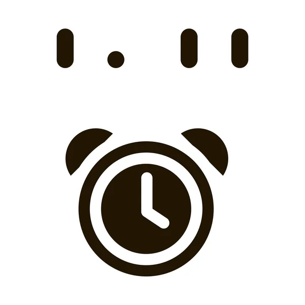 目覚まし時計時間グリフアイコンベクトル 目覚まし時計時刻表示 孤立したシンボルイラスト — ストックベクタ