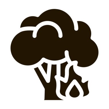 Yanan Ağaç sembol vektörünü ateşle. Ateş Yanan Ağaç İşareti. izole edilmiş sembol çizimi