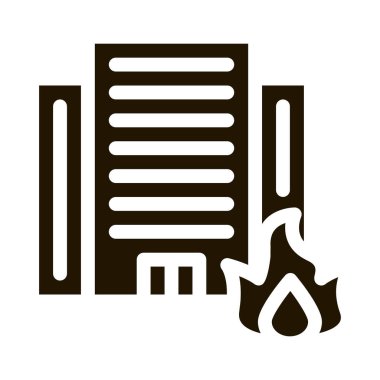 Yanan Bina sembolü ikon vektörü. Yanan bina tabelası. izole edilmiş sembol çizimi