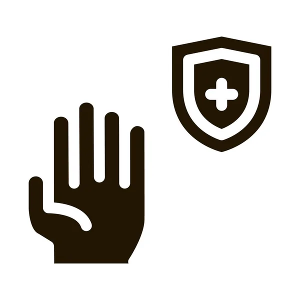 Hand Shield Met Cross Glyph Icoon Vector Handschild Met Kruisteken — Stockvector