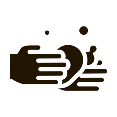 Eller Sıvı Sabun glifleri ikon vektörünü yıkar. Eller Sıvı Sabun Tabelasını Yıkar. izole edilmiş sembol çizimi