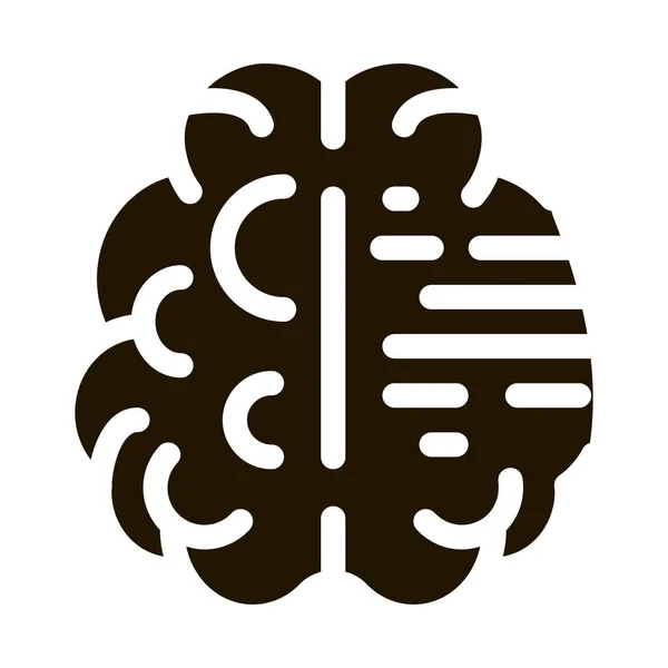 脳精神保健グリフアイコンベクトル 脳の精神的健康サイン 孤立したシンボルイラスト — ストックベクタ