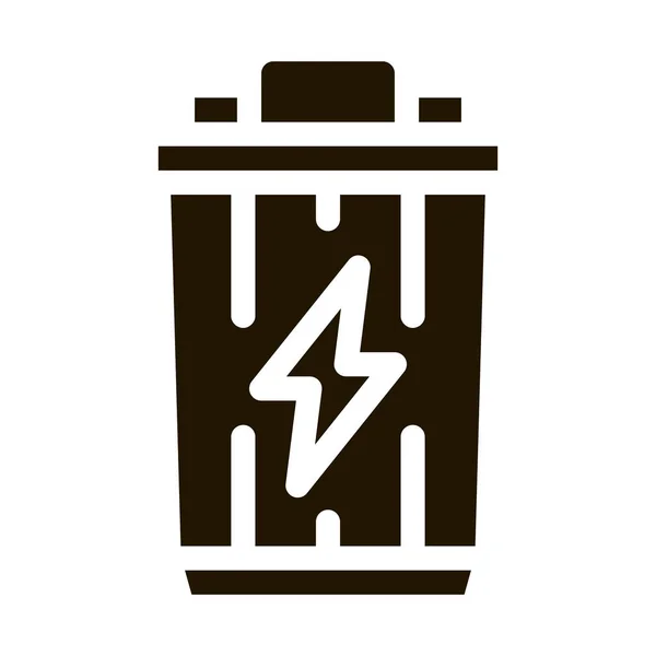 Lightning Battery Glyph Icon Vector Segnale Batteria Fulmine Illustrazione Simbolo — Vettoriale Stock