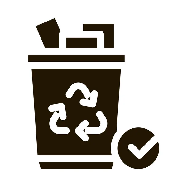 Reciclagem Trash Glyph Icon Vector Sinal Reciclagem Lixo Ilustração Símbolo — Vetor de Stock