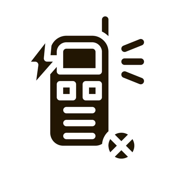 断线电话字形图标矢量 断了的手机信号 孤立的符号说明 — 图库矢量图片