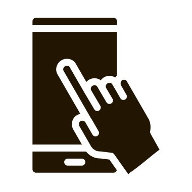 El İtme Telefon Simgesi Vektör Çizimi