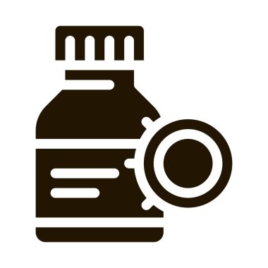 İlaç Şişesi Virüs Simgesi Vektör Çizimi