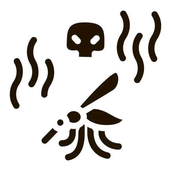 Ilustração Glyph do vetor do ícone do crânio do mosquito — Vetor de Stock