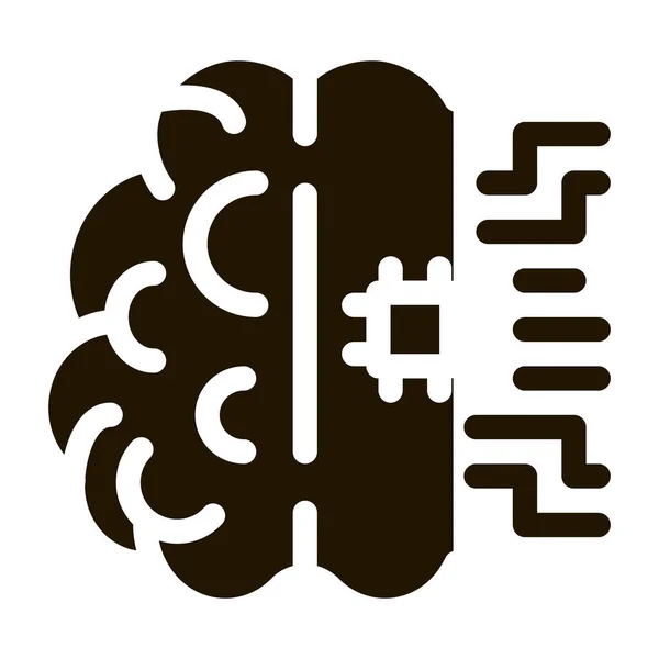 Ai Brain Chip Icono Vector Glifo Ilustración — Vector de stock