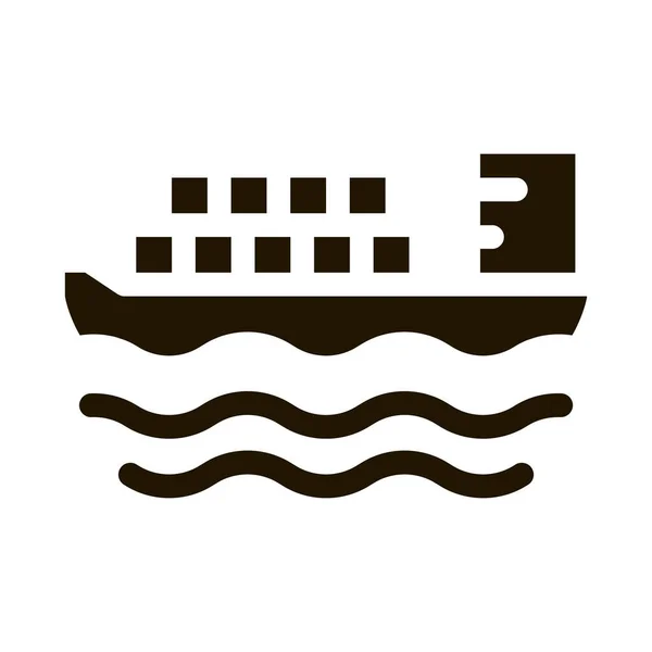 Cargo Ship At Sea Icon Vector Glyph Illustration — Stock Vector