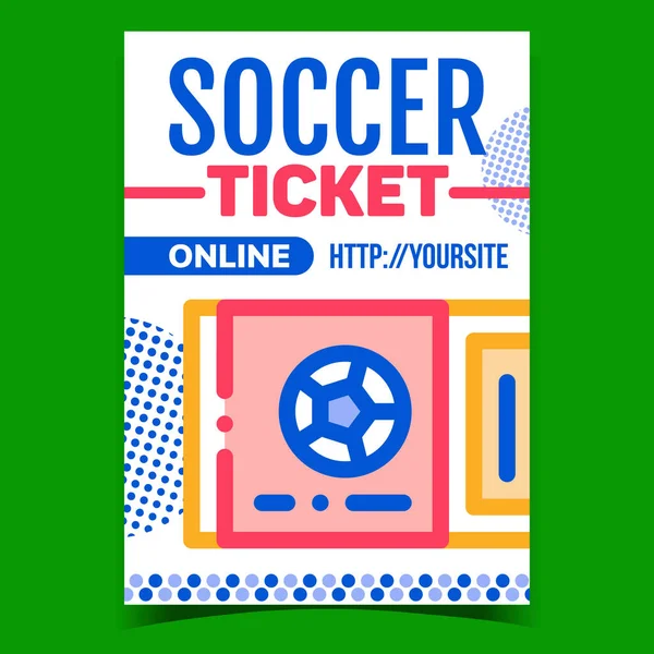 Entrada Fútbol Compra Línea Promo Banner Vector Juego Fútbol Internet — Vector de stock