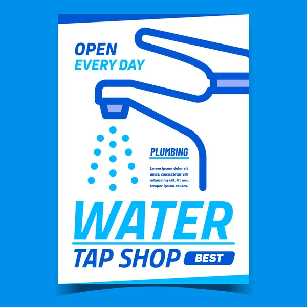 Water Tap Mağazası Yaratıcı Reklam Posteri Vektörü Tesisatçı Musluk Aletleri — Stok Vektör