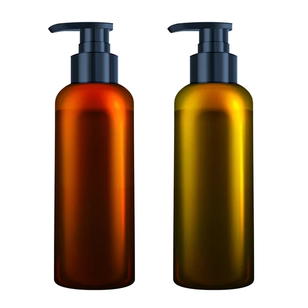 Serum Liquid Kosmetikflasche Mit Pumpenvektor Antiseptische Oder Schäumende Creme Blankpackung — Stockvektor
