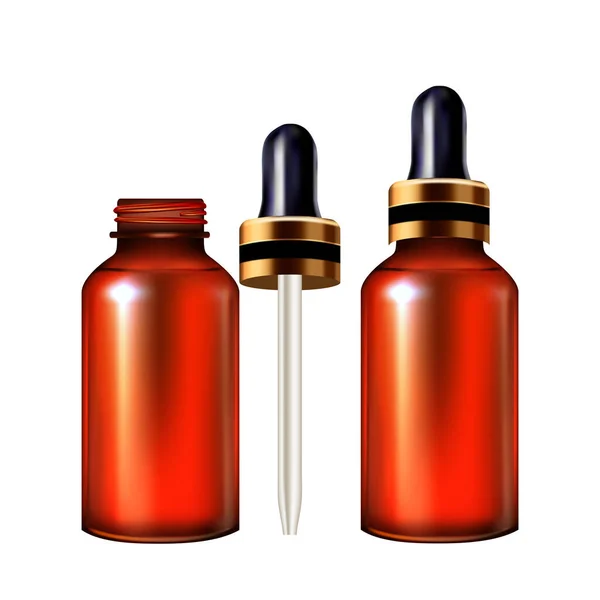 Serum Dropper Pipette Glass Bottle Vector Conteneur Capuchon Vides Essentiels — Image vectorielle