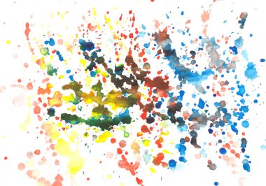 Suluboya kağıt arka plan. Soyut Boyalı Resimler. Fırça boya sıçratıyor. Çok renkli el çizimi deseni