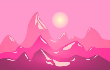 Geceleri dağ manzarası. Ay yükseldi ve kayaları aydınlattı.