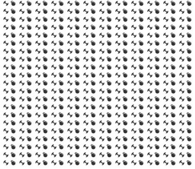 Beyaz zemin üzerinde dambıl ve ağırlık resimleri olan vektör deseni