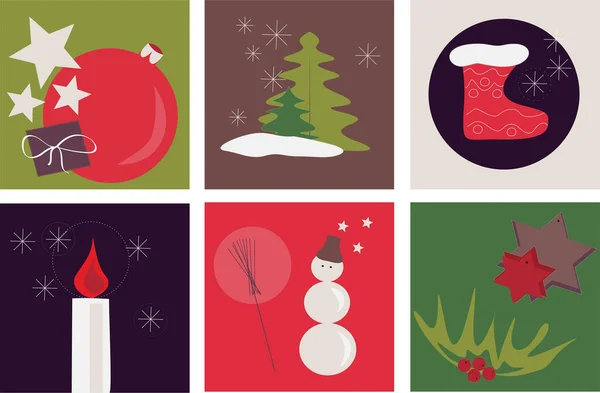 Illustrazione di Capodanno. Una serie di immagini su un tema natalizio. — Vettoriale Stock
